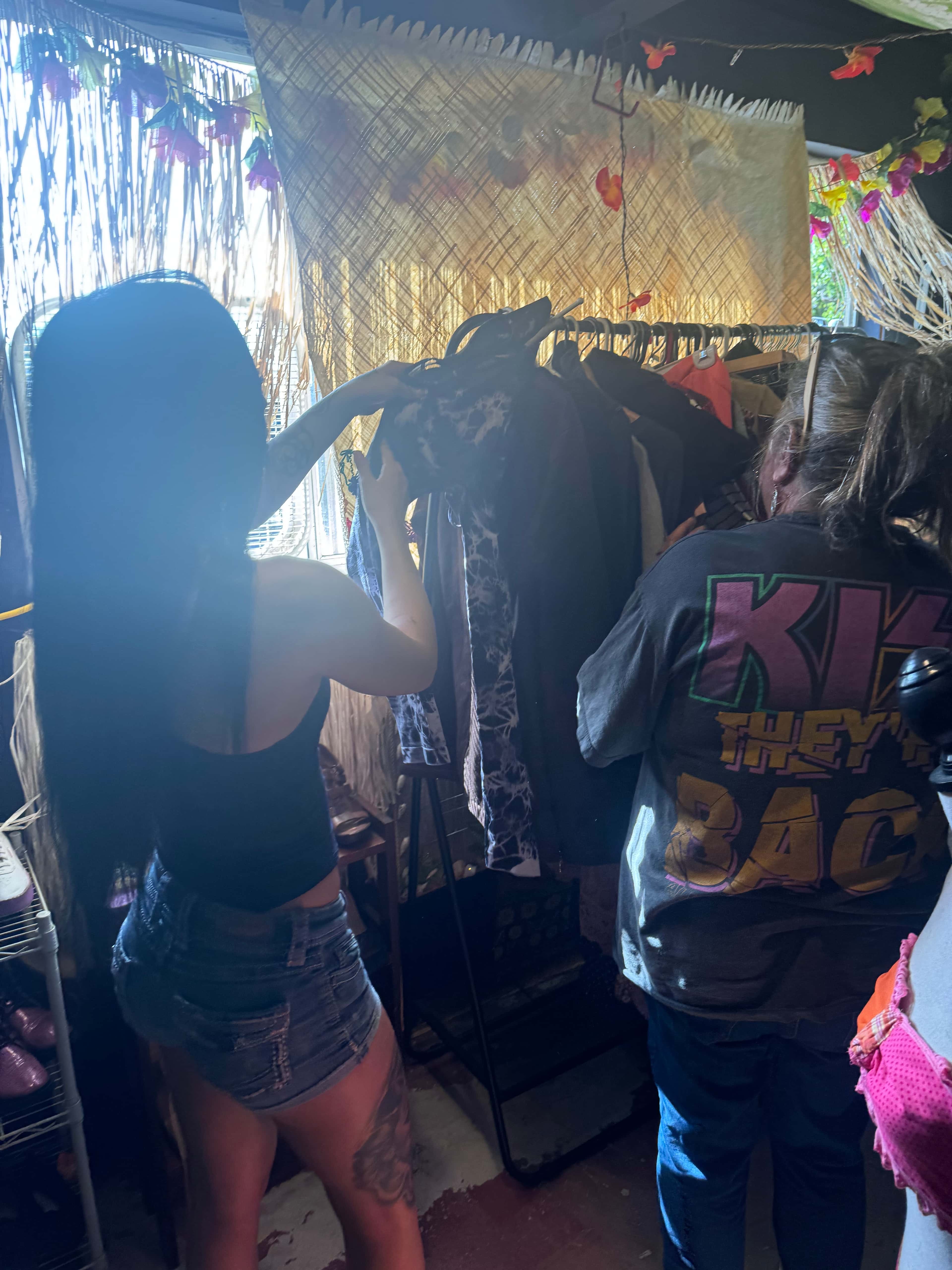 Liz and Debbie at thrift shop