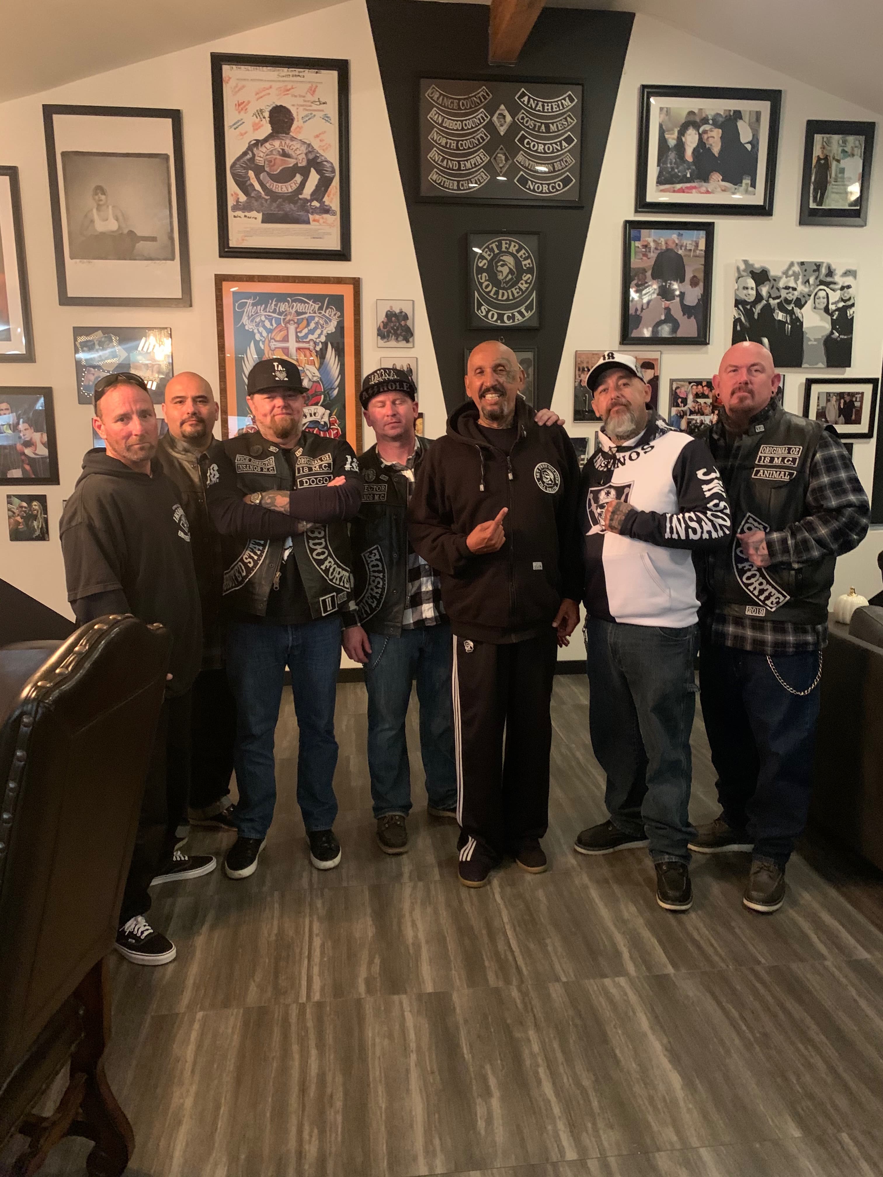 Group biker photo with Phil at his house